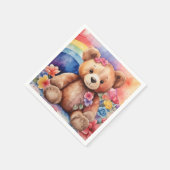 Fluffy Teddy Bear mit Regenbogen Serviette (Ecke)