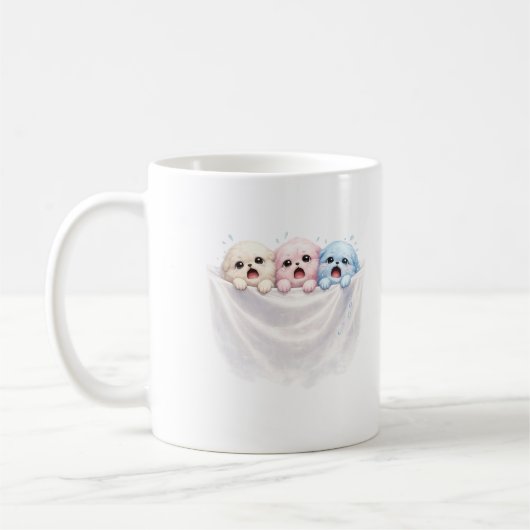 Fluffy Trio in Panic – Cute Pastel Creatures Kaffeetasse (Links)