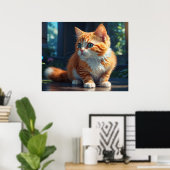 *~* Fluffy Turn Head Kitty Cat 5:4 Feline Kitten Poster (Heimbüro)