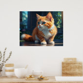 *~* Fluffy Turn Head Kitty Cat 5:4 Feline Kitten Poster (Küche)