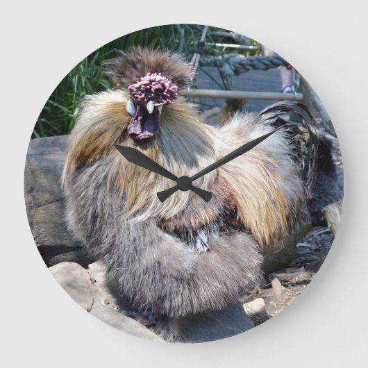 Fluffy Ugly Chicken, Wall Clock Große Wanduhr (Vorderseite)