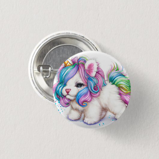 Fluffy Unicorn Puppy Button (Vorne & Hinten)