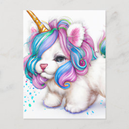 Fluffy Unicorn Puppy Postkarte