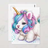 Fluffy Unicorn Puppy Postkarte (Vorne/Hinten)