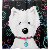 Fluffy Westie Colors Black Shower Vorhang (Vorderseite)