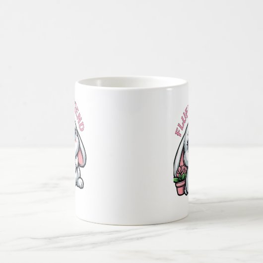 Fluffy White Bunny mit Pflanze Pot Kaffeetasse (Mittel)
