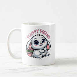 Fluffy White Bunny mit Pflanze Pot Kaffeetasse