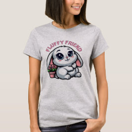 Fluffy White Bunny mit Pflanze Pot T-Shirt