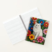 Fluffy White Cat and Folk Art Flowers Notizblock (Innenseite)