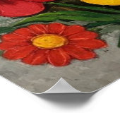 Fluffy White Cat and Folk Art Flowers Poster (Ecke)