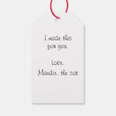 Fluffy White Cat Artist Gift Tag Geschenkanhänger (Rückseite)