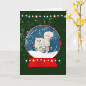 Fluffy White Cat Snow Globe Weihnachtskarte Karte (Gelbe Blume)