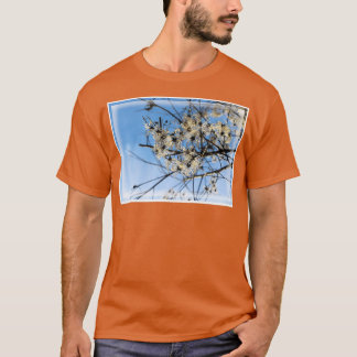 Fluffy White Clematis im Winter mit Blue Sky T-Shirt