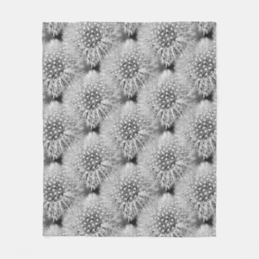 Fluffy White Dandelion Blume Nattern Muster Fleecedecke (Vorderseite)