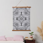 Fluffy White Dandelions Abstract Nature Pattern  Wandteppich Mit Holzrahmen (Schlafzimmer)