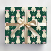 Fluffy White Dog mit rosa Cowgirl Weihnachten Geschenkpapier