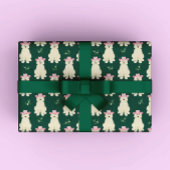 Fluffy White Dog mit rosa Cowgirl Weihnachten Geschenkpapier