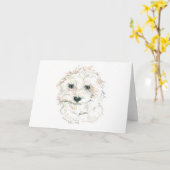 Fluffy White Dog Watercolor ©dianeheller20 Karte (Gelbe Blume)