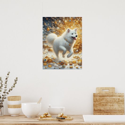Fluffy White Hund Poster (Küche)