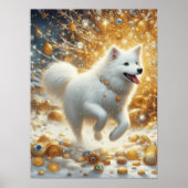 Fluffy White Hund Poster (Vorne)