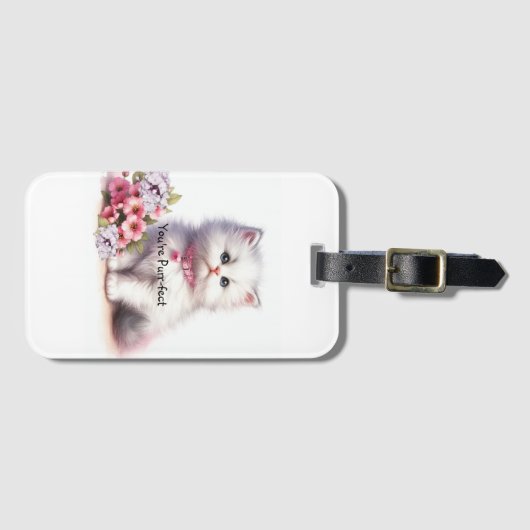 Fluffy White Kitten Sie sind purfekt Gepäckanhänger (Vorderseite (Horizontal))