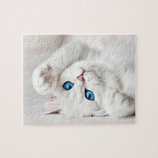 Fluffy White Kitty Game Puzzle (Horizontal)