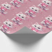 Fluffy White Liebe Kitten Geschenkpapier (Ecke)