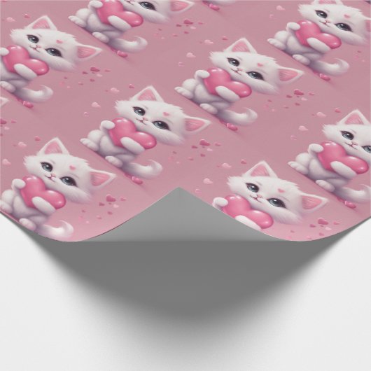 Fluffy White Liebe Kitten Geschenkpapier (Ecke)