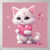 Fluffy White Liebe Kitten Poster (Vorne)