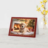 Fluffy White Puppy Christmas Card Karte (Gelbe Blume)