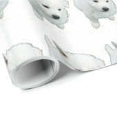 Fluffy White Puppy Foto Geschenkpapier (Rolleneckpunkt)