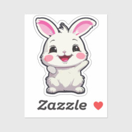 Fluffy White Rabbit Vinyl Sticker
