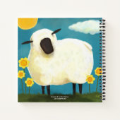 Fluffy White Sheep & Blume Notizblock (Rückseite)