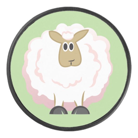 Fluffy White Sheep Eishockey Puck (Vorderseite)