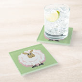 Fluffy White Sheep Glasuntersetzer (Schrägansicht)