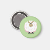 Fluffy White Sheep Magnet (Vorderseite/Rückseite)