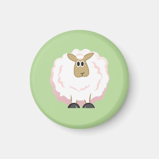 Fluffy White Sheep Magnet (Vorne)