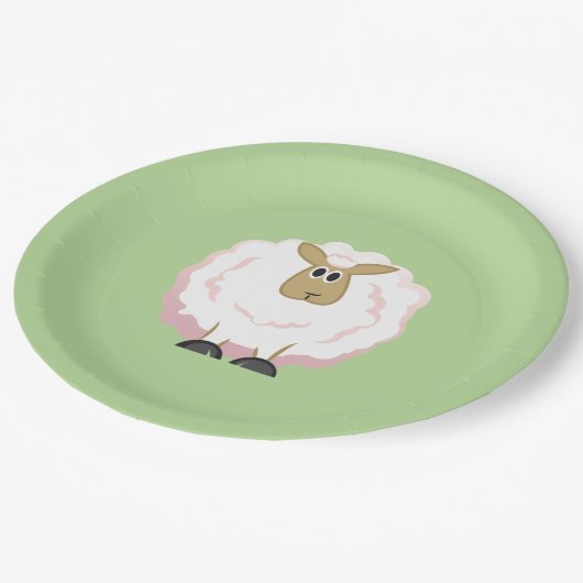 Fluffy White Sheep Pappteller (Schrägansicht)