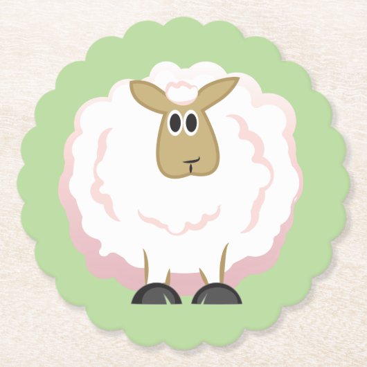 Fluffy White Sheep Untersetzer (Vorderseite)