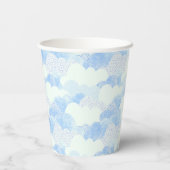 Fluffy White Sky Blue Textured Clouds Pappbecher (Rückseite)