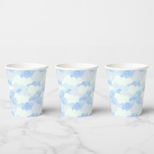 Fluffy White Sky Blue Textured Clouds Pappbecher (Multi)