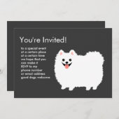 Fluffy White Spitz Einladung (Vorne/Hinten)