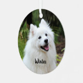 Fluffy White Spitz Welpenhund Ornament Aus Metall (Vorderseite links)