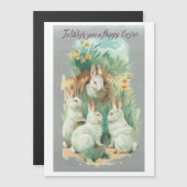 Fluffy White Vintag Oaster Bunnies Magnetkarte (Vorne/Hinten)