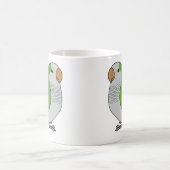 Fluffy wild green quaker parrot cartoon drawing kaffeetasse (Mittel)