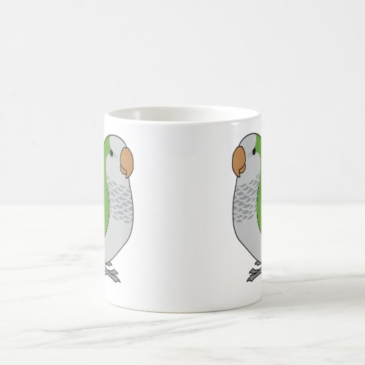 Fluffy wild green quaker parrot cartoon drawing kaffeetasse (Mittel)