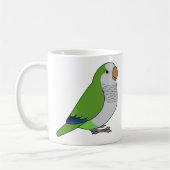 Fluffy wild green quaker parrot cartoon drawing kaffeetasse (Links)