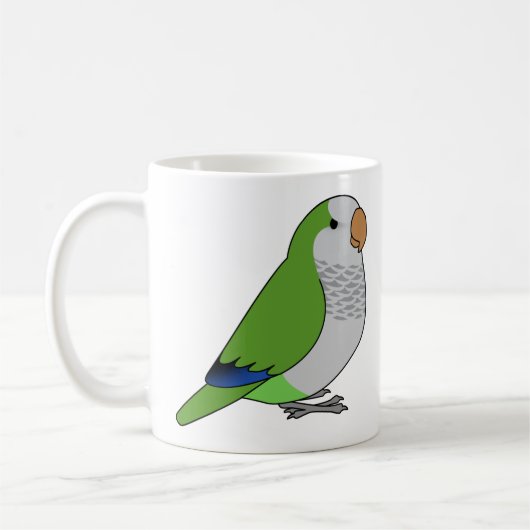Fluffy wild green quaker parrot cartoon drawing kaffeetasse (Links)