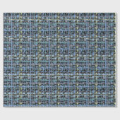 Fluffy Woven Graphic Burlap Blue Geschenkpapier (Flach)