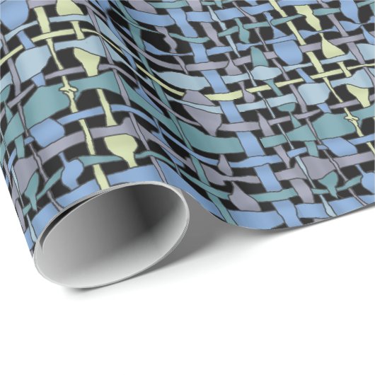 Fluffy Woven Graphic Burlap Blue Geschenkpapier (Rolleneckpunkt)